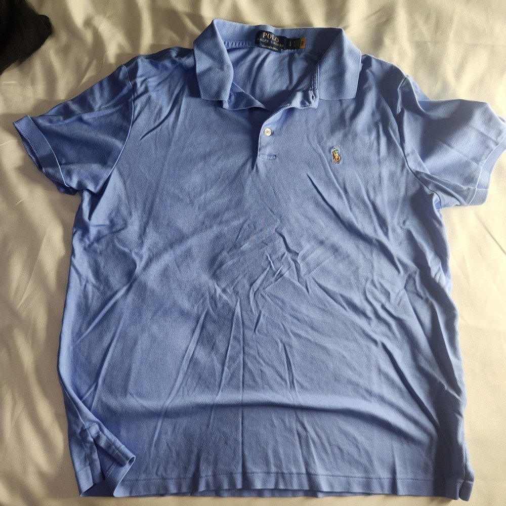 Polo Ralph Lauren Mens Custom Slim Fit Blue Polo Shirt